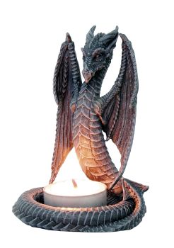 Teelichthalter - geflügelte Drachenschlange - Drachenfigur