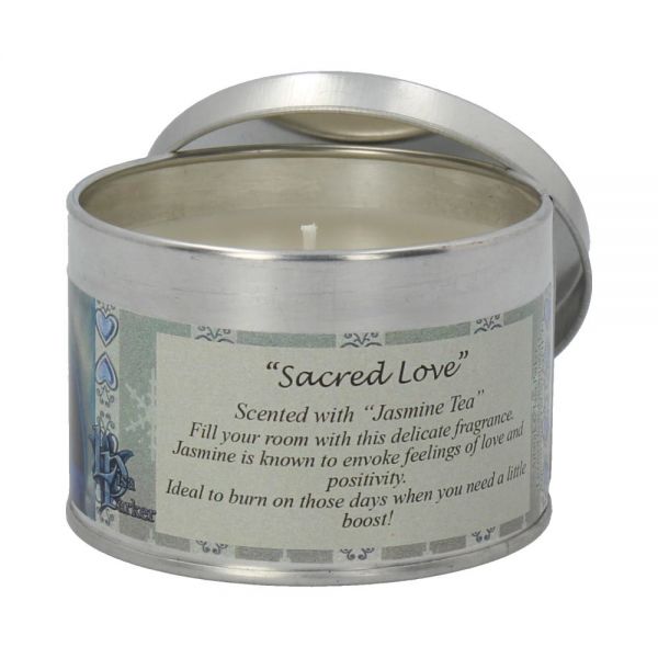 Kerze in Blechdose mit Einhörner - Sacred Love - Jasmine Tea